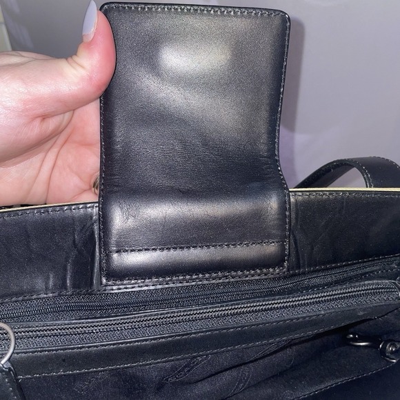 COACH Khaki Twill Canvas Leather Handle Shoulder Bag Purse 7402 Tan Black - Picture 11 of 16